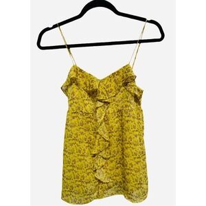 Candie Y2K Yellow Frill Spaghetti Strap Tank Top Floral Size Medium Fairy